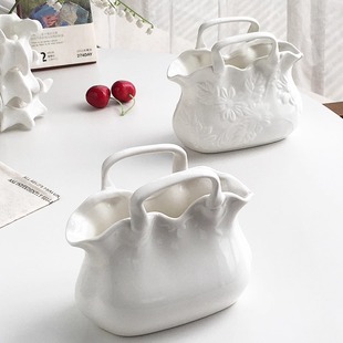 法式 外贸出口 创意陶瓷包包收纳花篮刀叉筷篮插花篮 Garden Annie