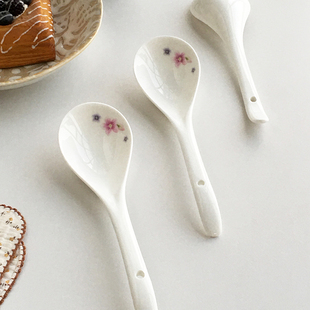 陶瓷大号长柄汤勺家用砂锅餐厅火锅勺子 大厂订单 Annie Garden