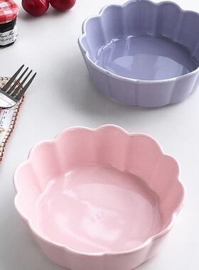 Annie Garden  外贸订单 韩国ins风陶瓷花边碗沙拉早餐点心甜品碗