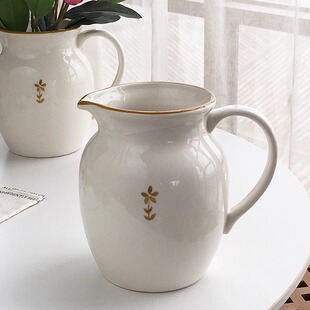 欧式 外贸出口 手绘小花田园风釉下彩陶瓷冷水壶花插 Garden Annie