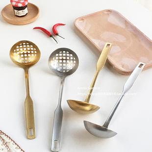 Annie 韩国ins不锈钢加厚长柄汤勺漏勺火锅公勺餐厅家用 Garden