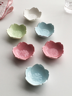 ins樱花酱料碟小碟子陶瓷蘸酱碟味碟芥末酱油碟 日式 Annie Garden