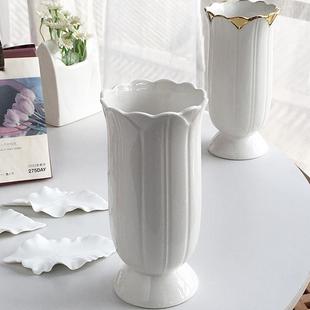 法式 外贸订单 古典高脚陶瓷花瓶水培鲜花绿植家摆件 Garden Annie