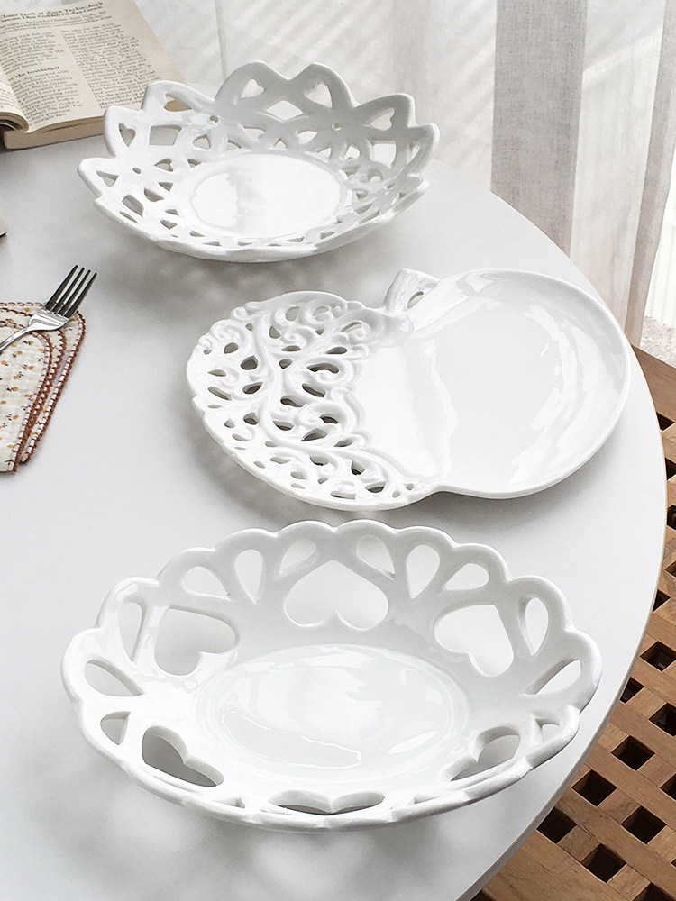 Annie Garden  出口订单  欧式复古重工艺雕通镂空陶瓷摆件水果盘,餐饮具,盘,淘宝优惠券,粉丝福利购,淘宝优惠卷