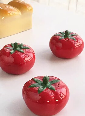 Annie Garden 出口订单 手绘陶瓷西红柿创意番茄造型摆件品调味罐