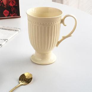 复古宫廷风高脚浮雕陶瓷马克杯咖啡杯 Annie Garden 外贸出口 法式