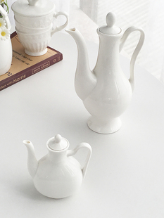 陶瓷防古白色酒壶油壶大容量酱壶醋壶执手壶 中式 Annie Garden