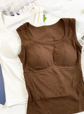 F15255春季打底背心固定一体杯聚拢舒适免穿内衣修身无袖女士上衣