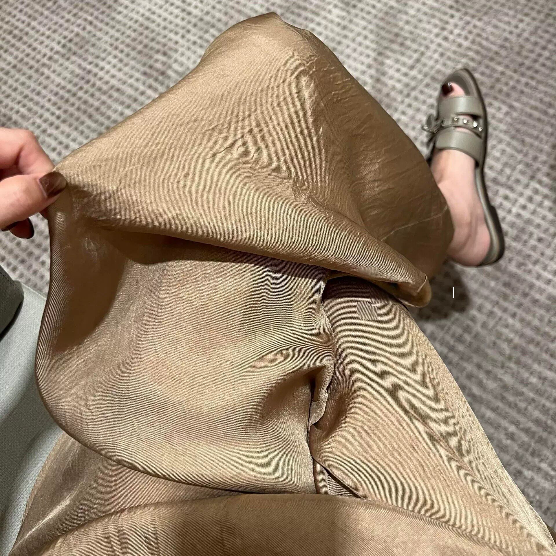 老钱风缎面阔腿裤女夏季显瘦