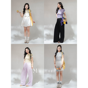 休闲风别致定制假两件叠穿T恤 艺术调色盘 米米子微胖大码 胖mm