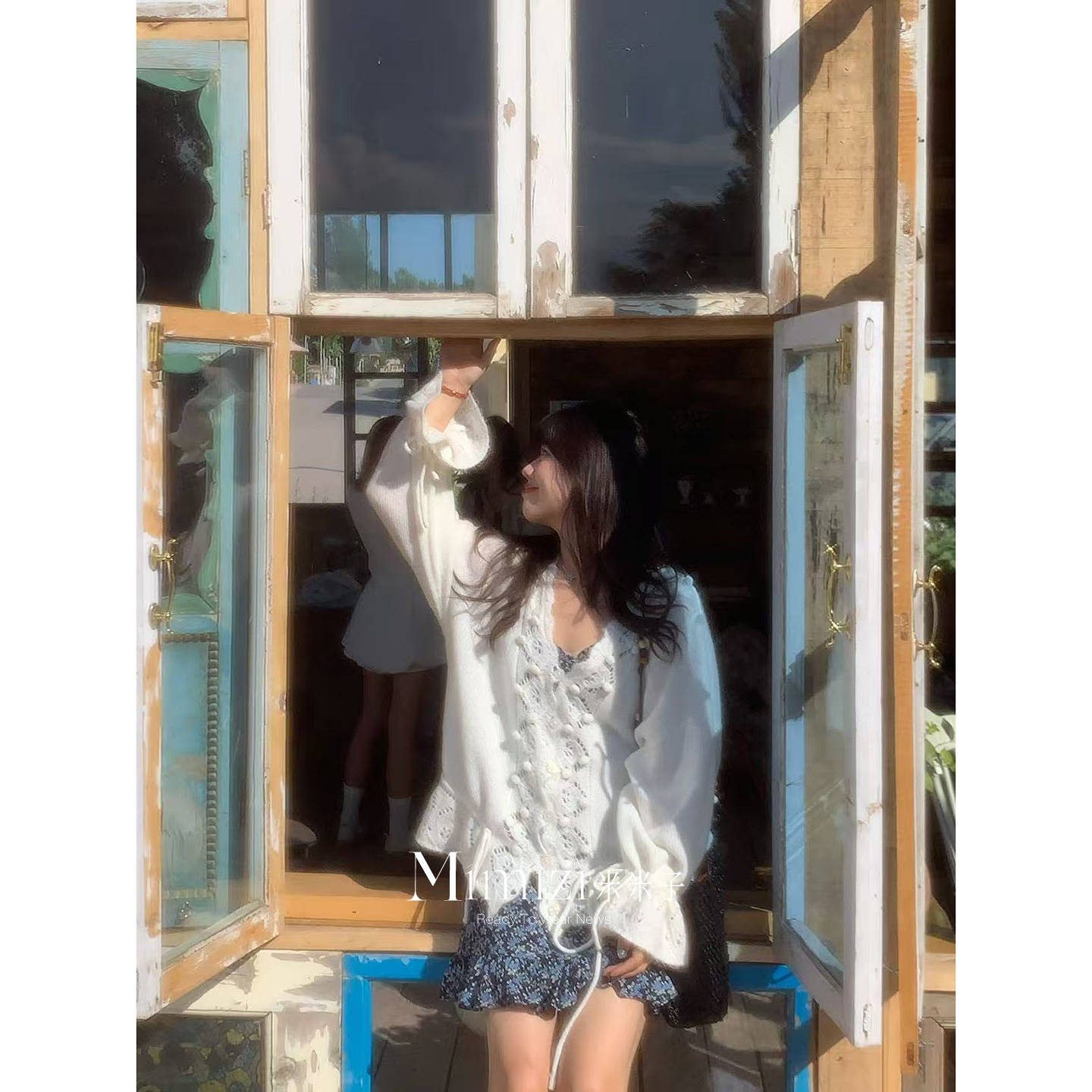 米米子微胖大码胖mm“香雾白栀”小清新别致立体手工钩花毛衣女秋