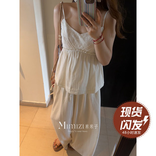 胖mm 夏新款 休闲时尚 套装 别致独特舒适吊带休闲裤 米米子微胖大码