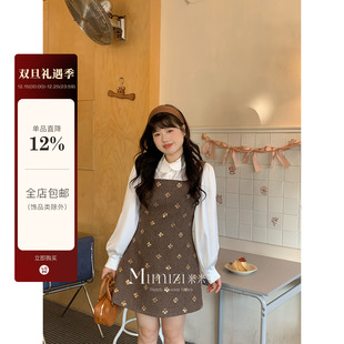 娃娃领长袖 米米子微胖大码 气质白色时尚 学院风时尚 衬衣女冬 胖mm