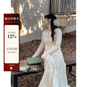 米米子微胖大码 温柔风奶芙芙温柔奶杏针织裙套装 胖mm 私有月光