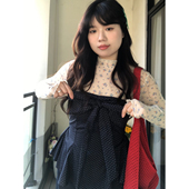 时尚 米米子微胖大码 胖mm 气质甜美别致独特蝴蝶结波点抹胸上衣春