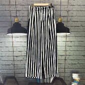 B404 直筒条纹垂感女裤 牌子 修身