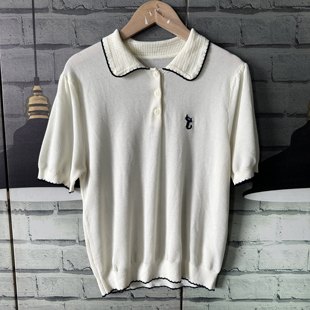 小衫 胸围92衣长55小个子莱赛尔针织刺绣polo短袖 女A401