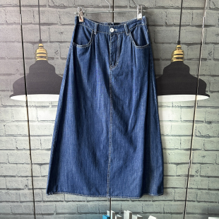 牛仔半裙 柔软薄牛仔中长半身裙女夏季 腰围66 74臀围92裙长84