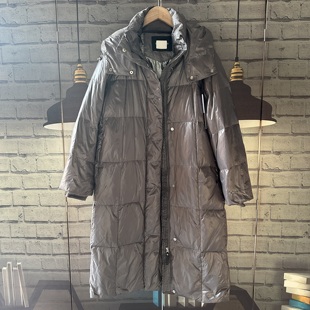 牌子的。连帽可脱卸宽松羽***绒服大衣大衣鹅的B963