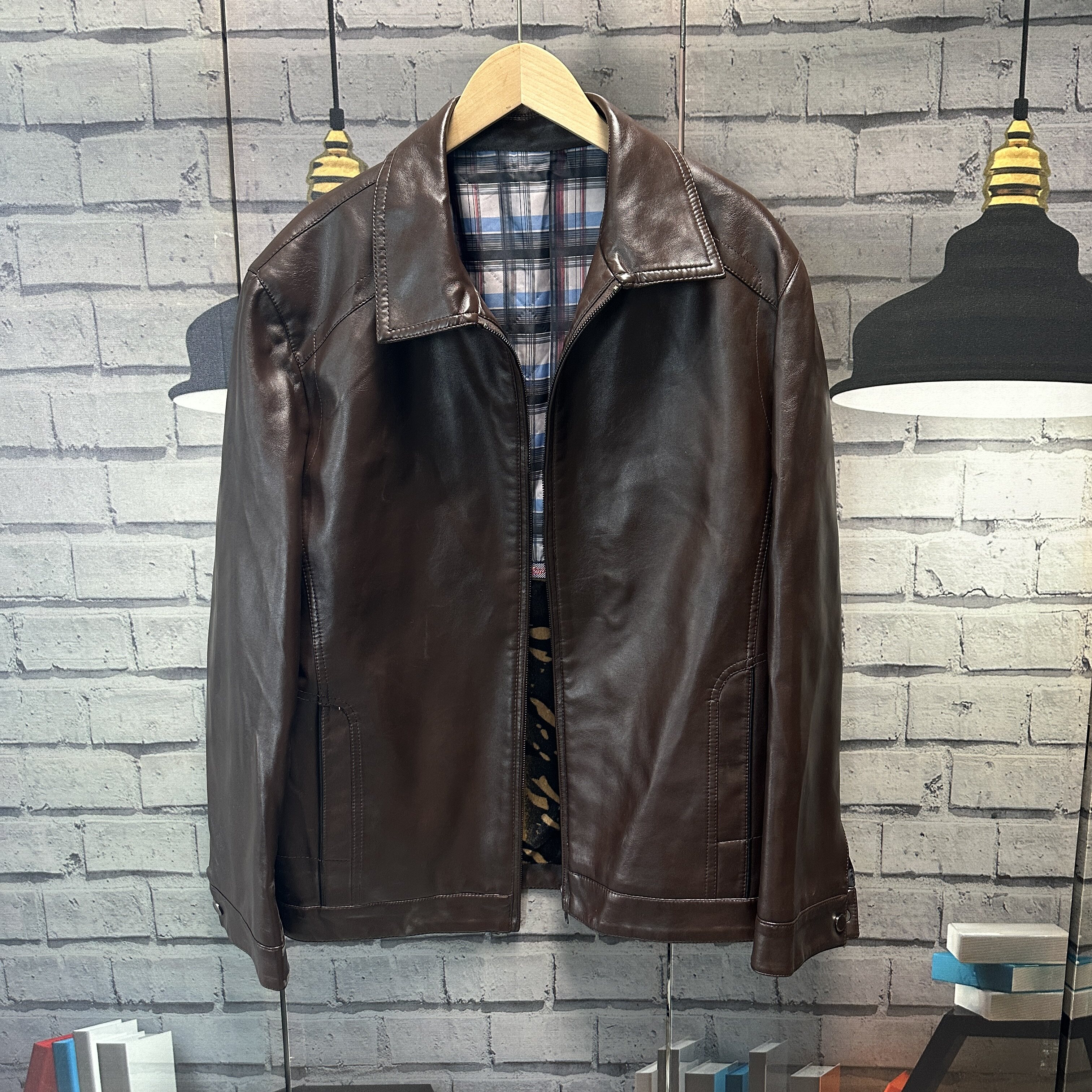 男装翻领大码皮衣外套有内衬加绒总是我夹克袖子夹棉外套503