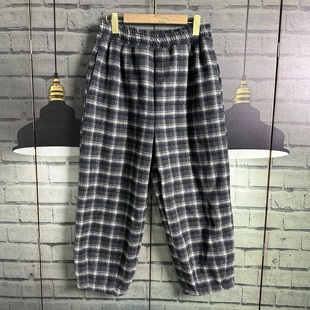 裤 长90原单加厚加绒格子毛呢大码 女 86臀围104裤 腰围76