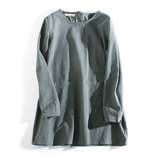 棉麻 长袖 衬衫 2022秋款 女A222 纹理 打底衫 A134 复古