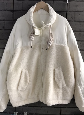 胸围134衣长67宽松大码羽绒服拼接E621