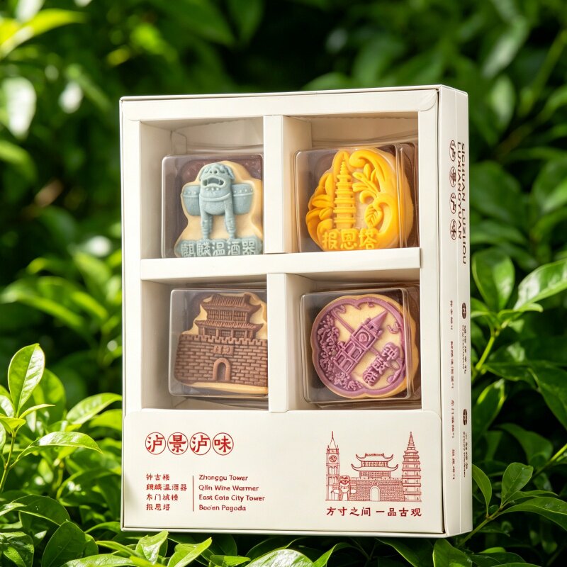 泸州特产文创桂圆酥报恩塔钟鼓楼东门口麒麟温酒器糕点精美礼盒