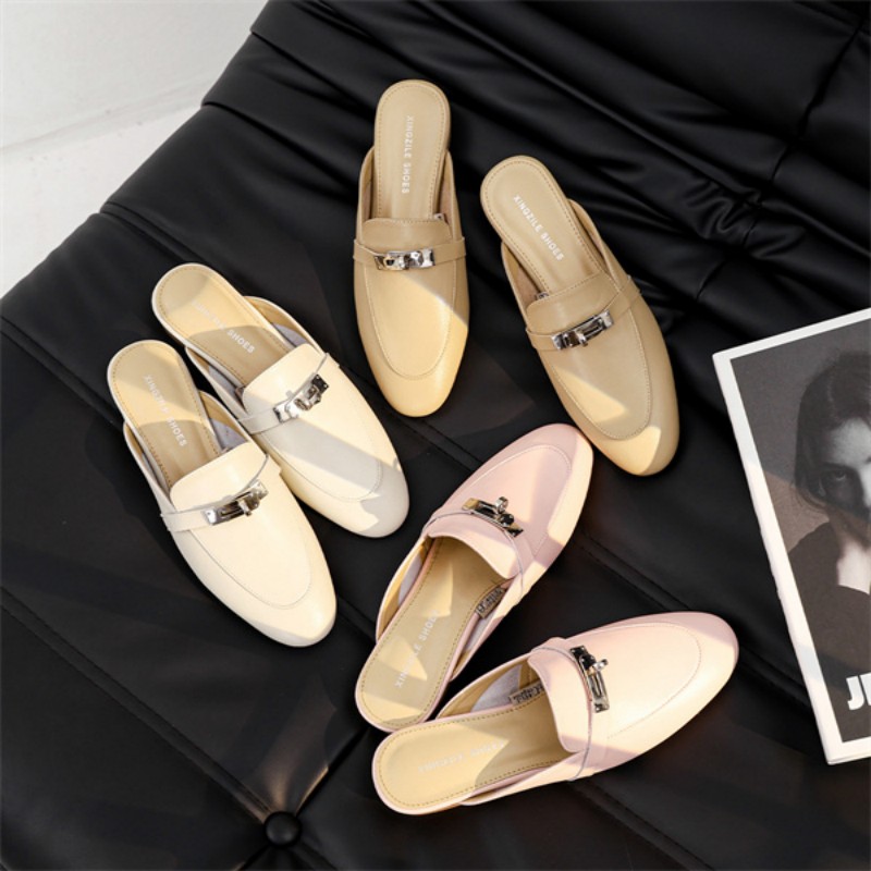 羊皮包头半拖鞋女外穿凉拖2025年