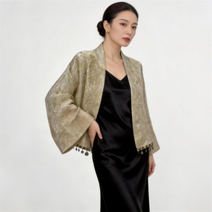 华韵风华·桑蚕丝提花重工订珠春季新款设计感新中式外套女高级感