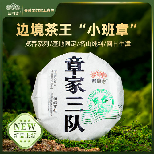 老同志普洱茶春茶【2026览春章家三队】 生茶饼茶100克 买五送一