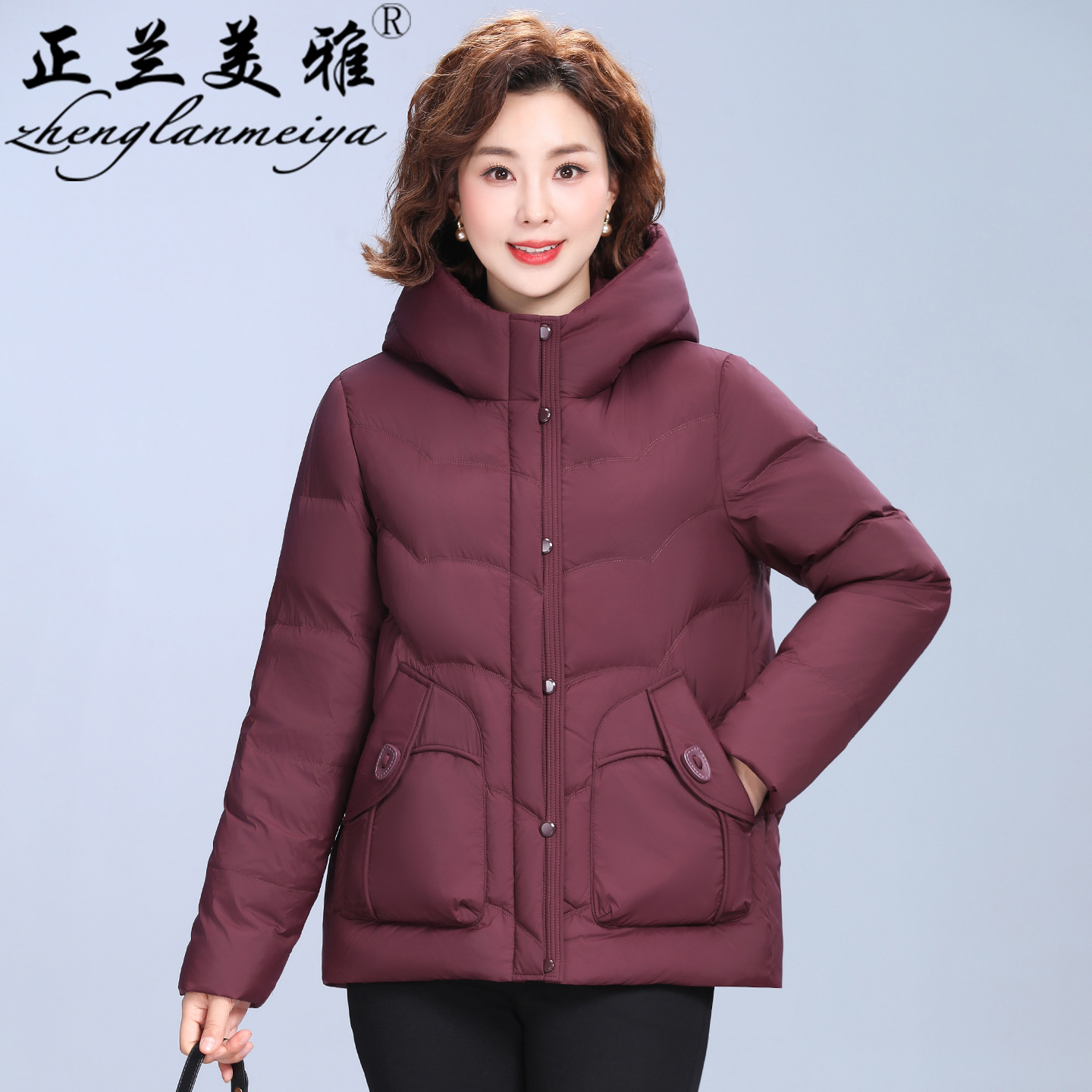 大码妈妈冬装小个子白鸭绒羽绒服