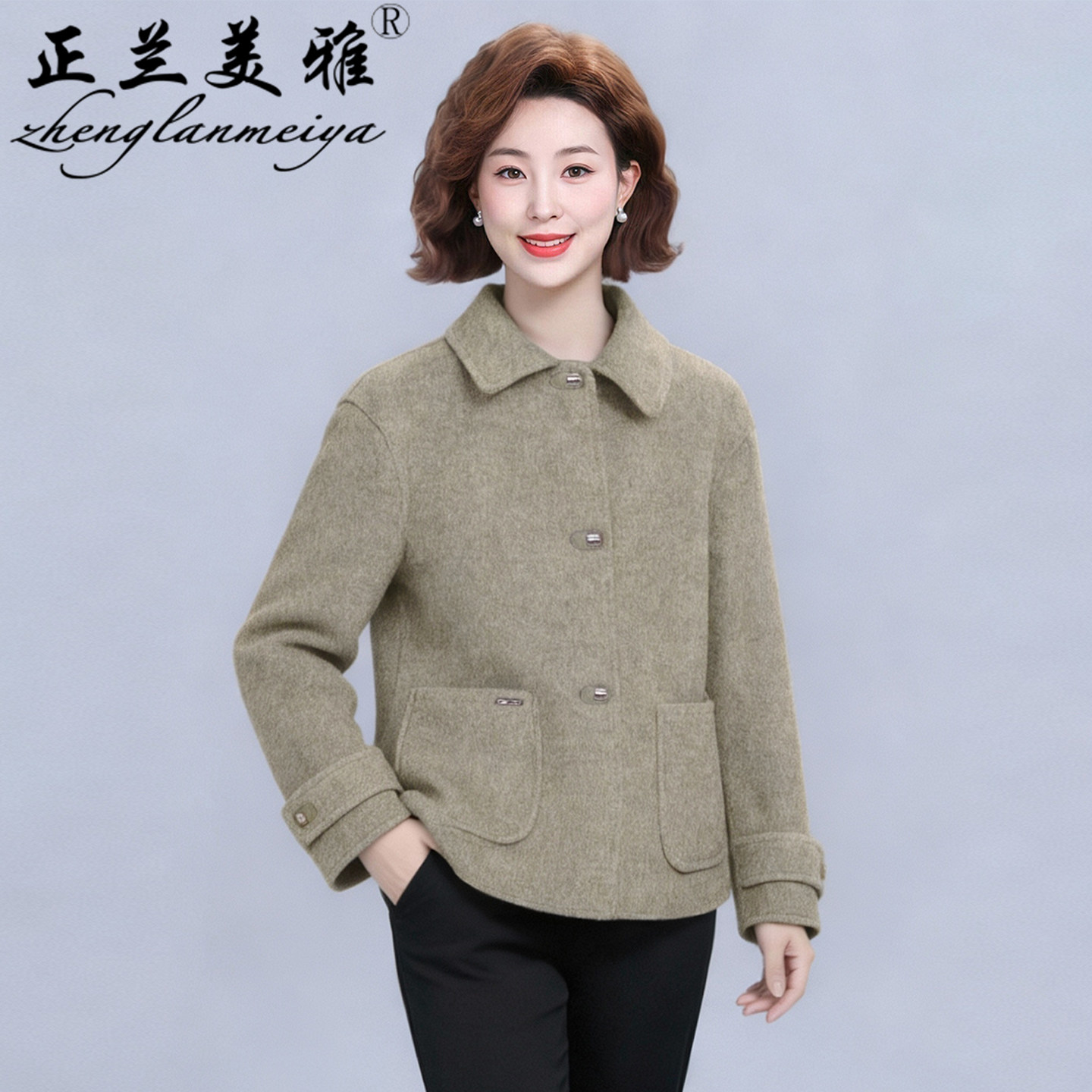 妈妈春装双面羊毛呢外套2026新款中老年女装洋气短款春秋呢子上衣,女装/女士精品,中老年女装,淘宝优惠券,粉丝福利购,淘宝优惠卷