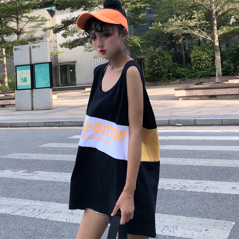 夏韩版ulzzang宽松百搭外穿无袖T恤原宿bf风复古背心女学生上衣潮