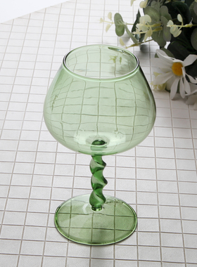 简约高脚杯中古风扭挺红酒杯波浪仙女复古款玻璃葡萄酒杯