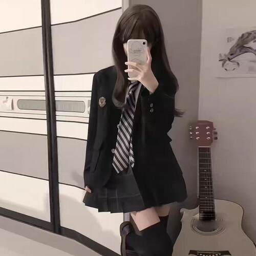 JK制服原创校服三粒扣黑色西服