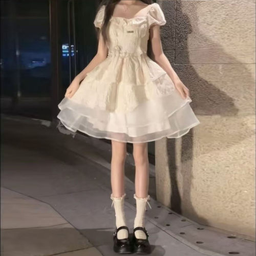 夏季甜美在逃公主蛋糕收腰连衣裙