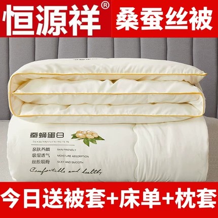 正品蚕丝被桑蚕丝春秋被棉被单双人子母被四季通用加厚保暖冬被芯