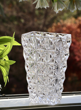 巴卡原矿水晶花瓶璀璨卢索摆件客餐厅装饰高档轻奢琉璃插花瓶花器