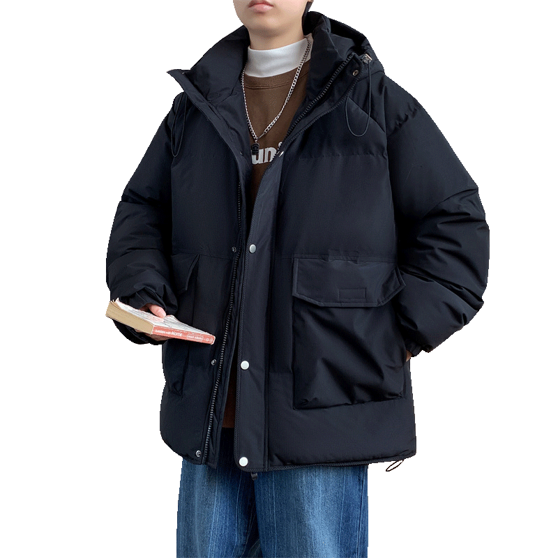 加肥加大码男装工装连帽羽绒服