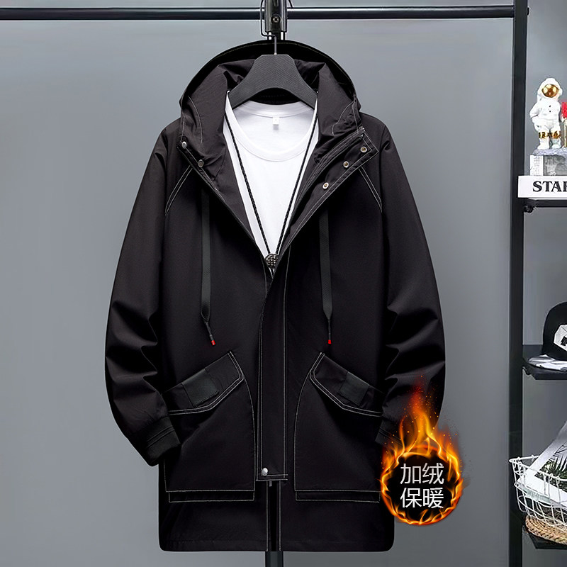 宸轩潮牌秋冬大码风衣男中长款加肥加大宽松衣服2023新款胖子外套