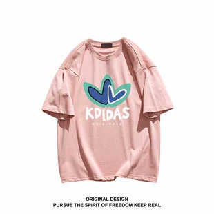 新款 240克重磅纯棉短袖 T恤女2023夏季 爱心印花小众设计感上衣潮