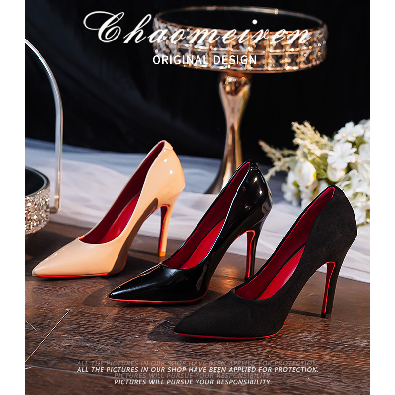 红底高跟鞋女细跟性感气质单鞋