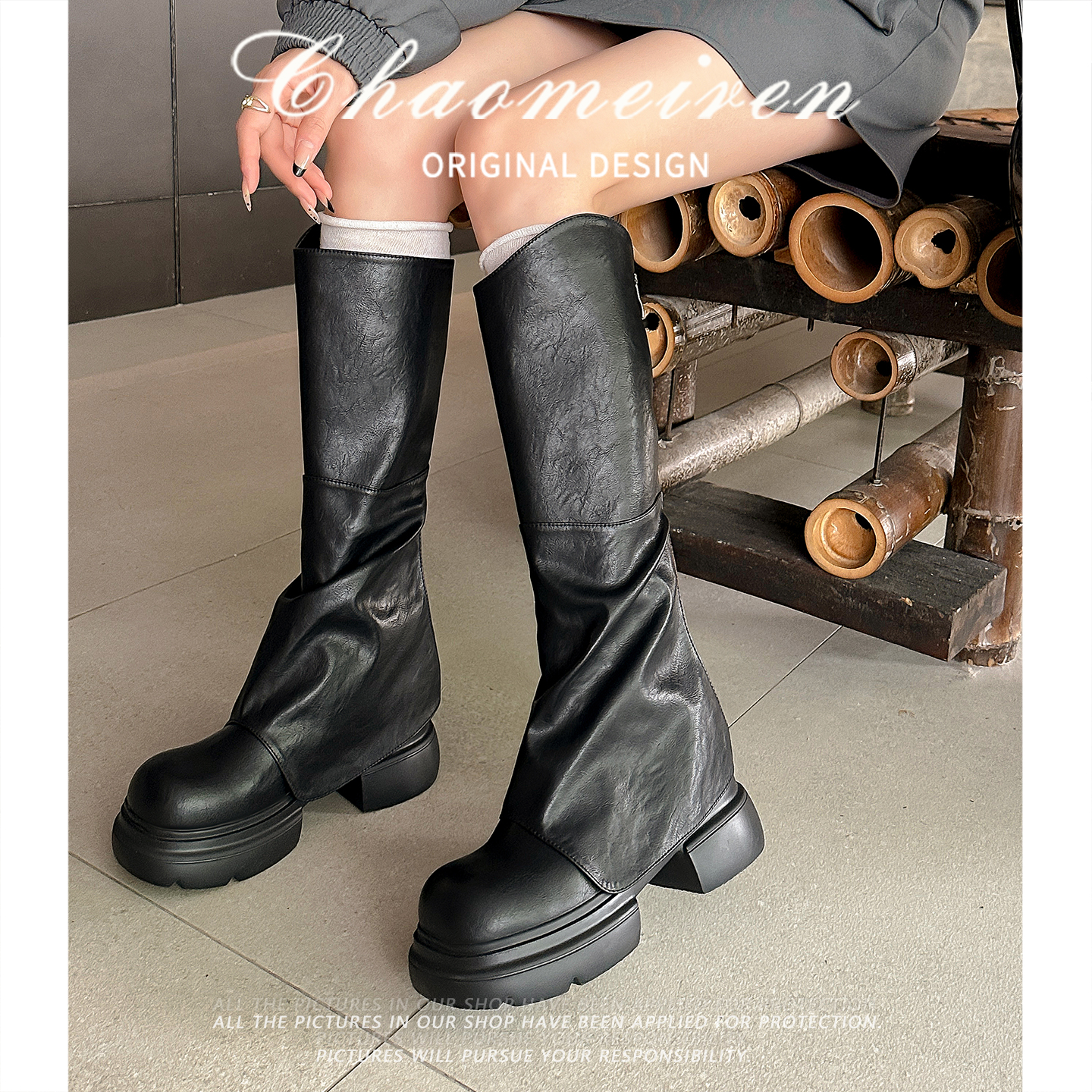 潮美人2025新款复古骑士靴时装靴