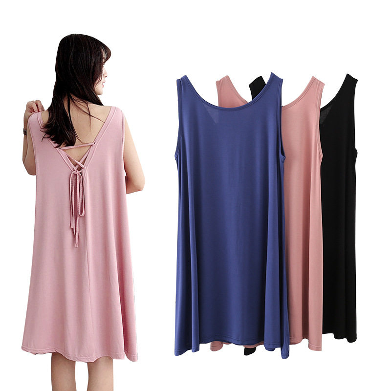 夏季莫代尔性感漏背大码睡裙女无袖中长款宽松后背系带大摆裙子,女士内衣/男士内衣/家居服,睡袍/浴袍,淘宝优惠券,粉丝福利购,淘宝优惠卷