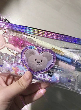 韩国可爱少女心小熊pvc透明笔袋