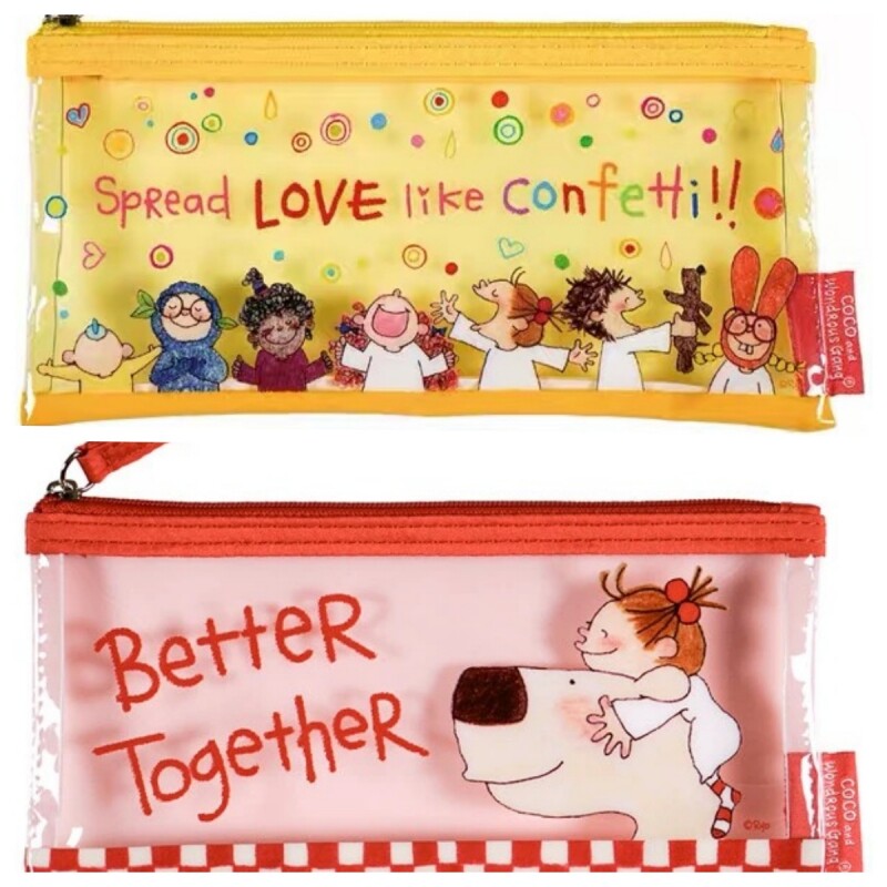 日系新款卡通可爱coco酱PVC透明学生笔袋初中生高颜值文具收纳包