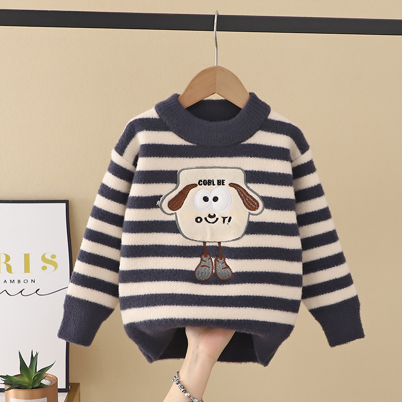 男童毛衣秋冬装2025新款卡通宝宝毛线上衣儿童套头打底衫童装冬季