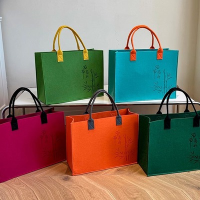 毛毡手提袋来图可定制logo伴手礼公司礼品毛毡包大容量加厚环保袋