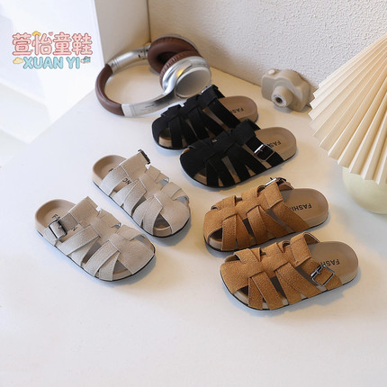 儿童包头拖鞋外穿防滑女童男孩2026新款夏季镂空半拖鞋勃肯凉鞋子